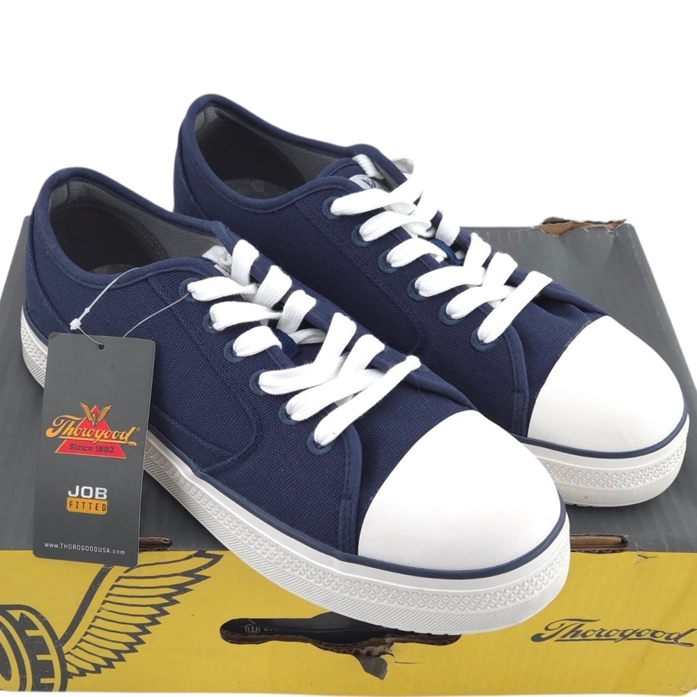 Thorogood Warehouse Low Composite Safety Toe Work Shoes Men 11.5 Blue Canvas NEW